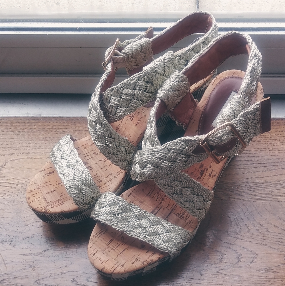 Woven Check Platform Shoes Size 38